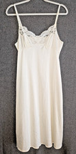 Vintage Vassarette Lace Trim Slip Ivory Nylon Nightgown Size 36, US Medium