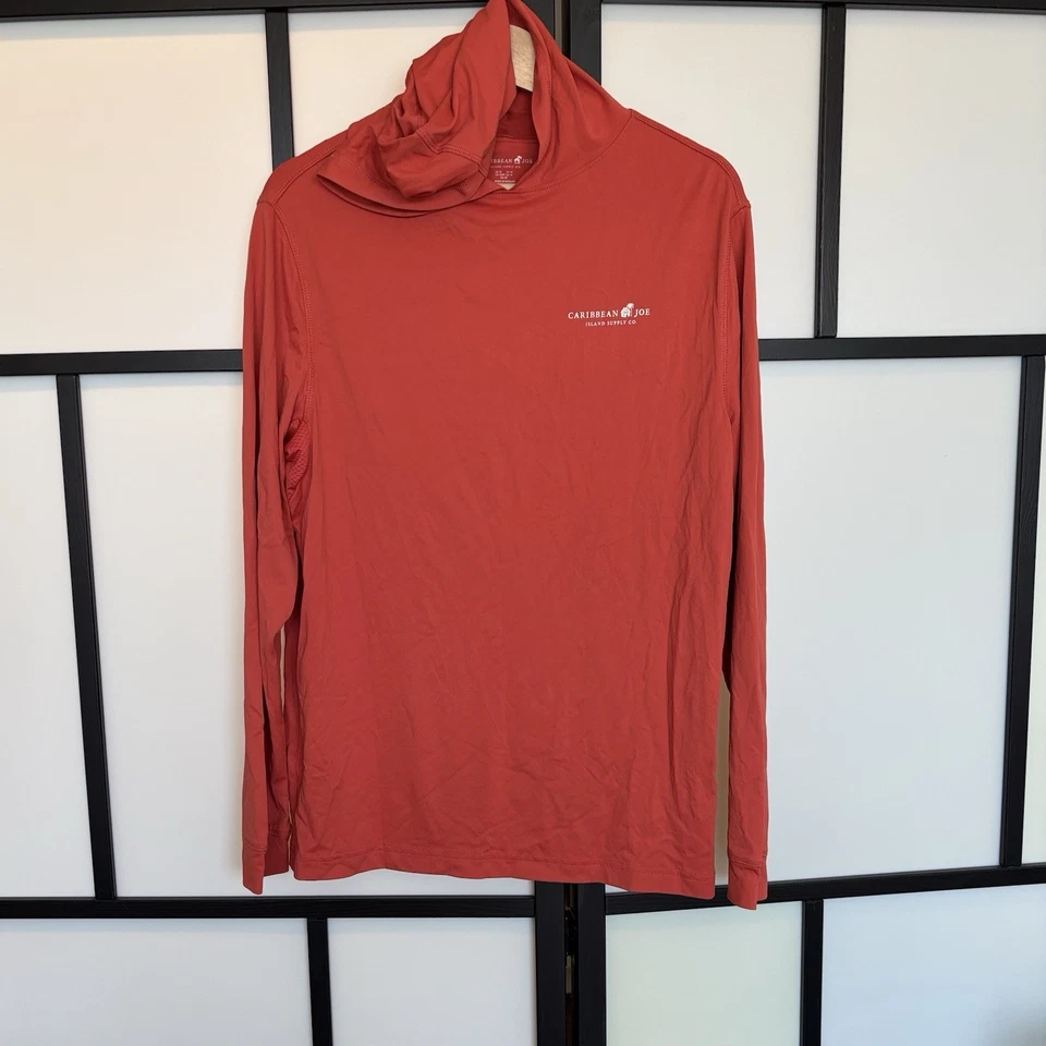 Camisa Caribbean Joe Para Hombre Mediana Naranja Manga Larga Sudadera con Capucha Protección Solar Exterior Foto 3 de 4