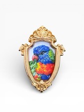 TEENY MINI • Rainbow Lorikeet watercolor bird print in TINY ornate frame
