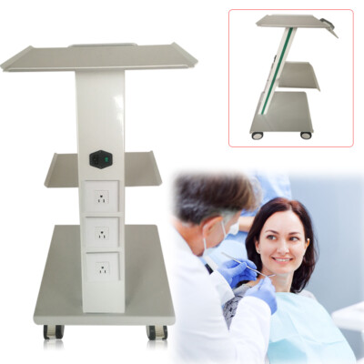 Mobile Dental Trolley Cart Built-in Socket Medical Trolley Device Three Layer
