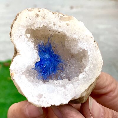93G Rare Moroccan blue magnesite and quartz crystal coexisting