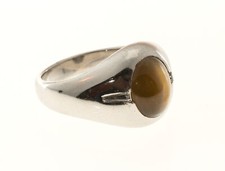 Vintage 4.07ct F & F Felger  Chrysoberyl Cats Eye Platinum Ring Mens  Sz 7 1/2
