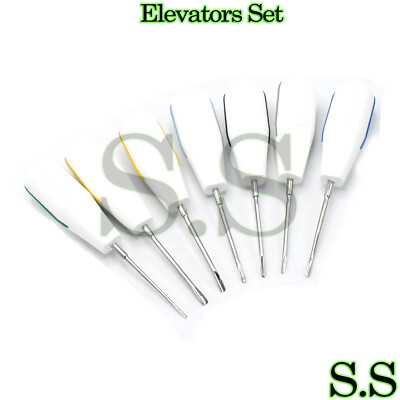 7 Piece Dental Elevator White Plastic Handle Root Extracting Surgery DN-2167