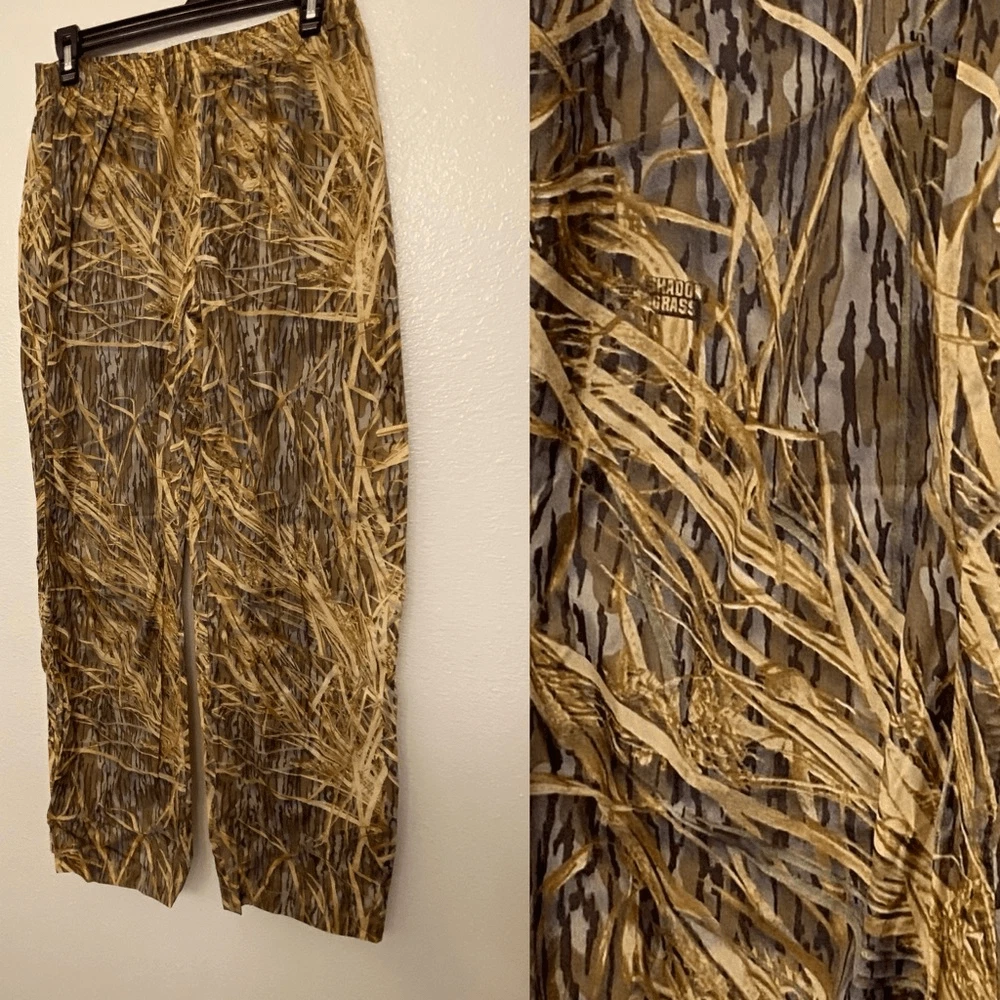 Columbia Nylon Polyamide Pants Hiking Fishing hunting waterproof camo grass M