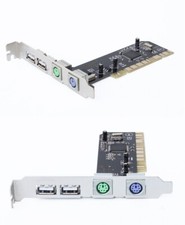 PCI 32bit To 2x USB 2.0  2x PS2 PS/2 Port for PC Keyboard Mouse Adapter Card