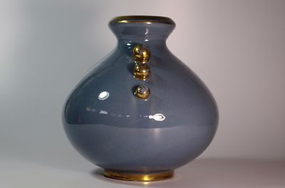 Antique Art Deco Vase Blue and Gold Ball Handles 1930 | eBay display picture 1