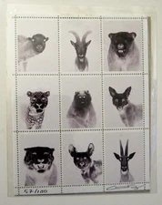 Sheet of 9 Artist stamps by Christina Seely - 57/100 Print - SIGNED - Folk Art