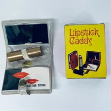 Vtg 1975 Emson Lipstick Caddy Compact Mirror Blotting Tissue Original Box NOS