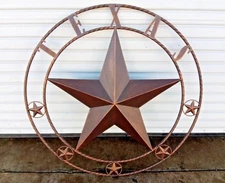 40" TEXAS LONE STAR BARN METAL WALL ART WESTERN HOME DECOR RUSTIC BRONZE COPPER