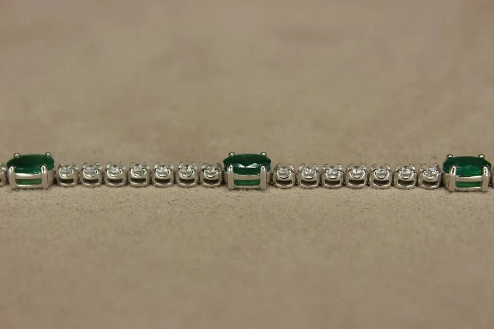 Brazalete Tenis Moissanita Redondo Esmeralda Verde Ovalado 5Ct Chapado en Oro Blanco 14K Foto 3 de 4