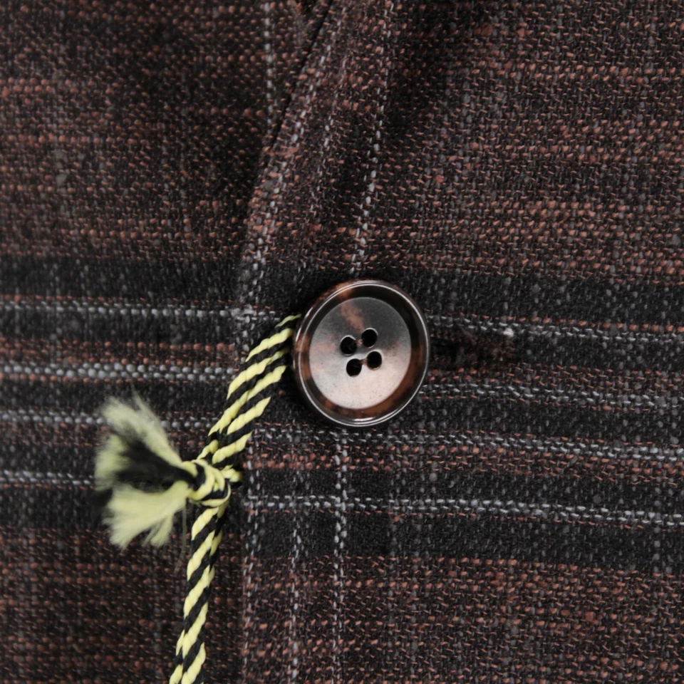 Abrigo deportivo Sartorio Kiton nuevo con etiquetas mezcla de lana talla 56R 46R EE. UU. en marrón con cuadros negros Foto 2 de 4