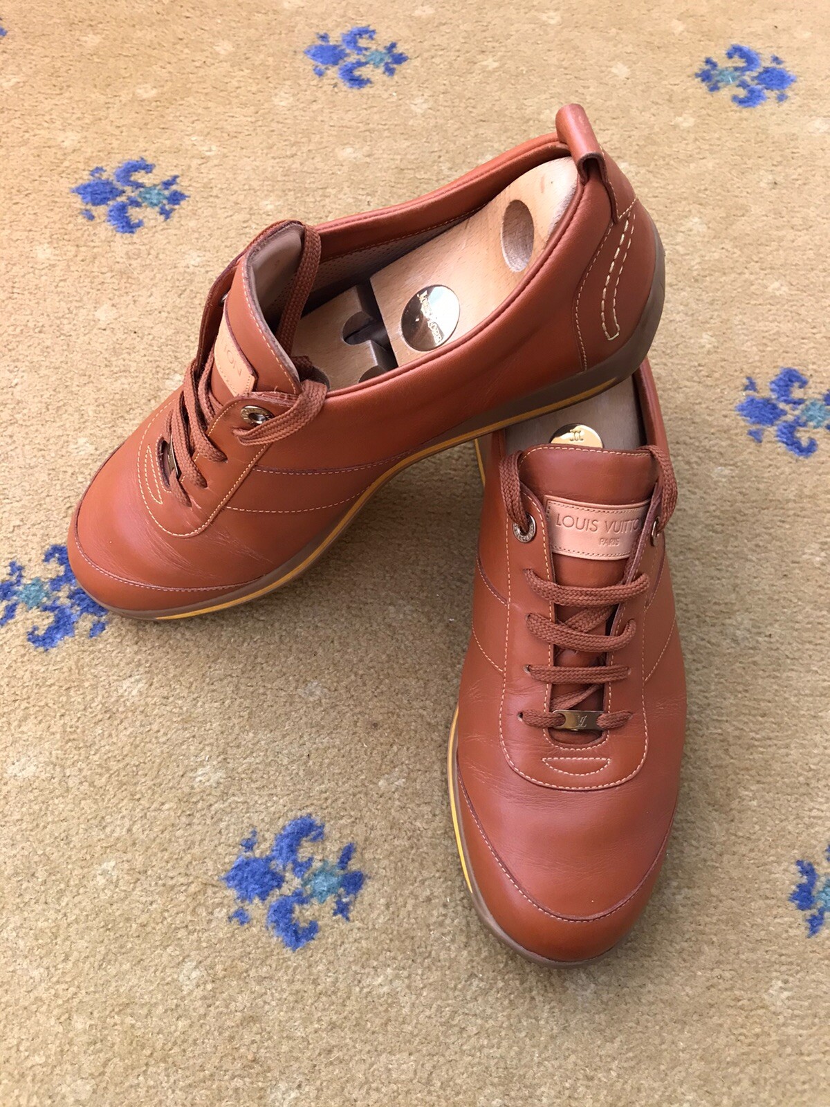 Louis Vuitton Trainers Sneaker Shoes Tan Brown Leather Mens UK 9 US 10 EU 43 thumbnail 3