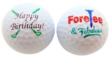 1 Dozen Happy Birthday ForeTee and Fabulous Logo Brand New White Golf Balls