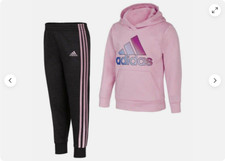ADIDAS GIRLS 2 PIECE HOODIE/JOGGER SET LILAC/GRAY 4T NWT