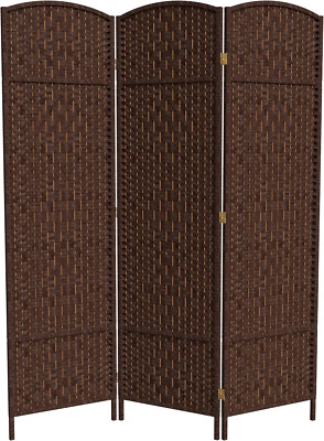 6 Ft. Dark Mocha Diamond Weave 3-Panel Room Divider - Stylish Privacy Solution