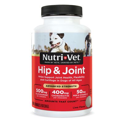 Nutri Vet Hip Joint Advanced Strength Chewable Tablets for Dogs 90 Count