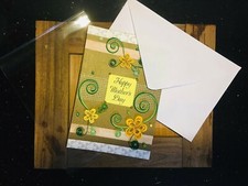 Yellow Color Handmade Paper Quilling Mothersday Card With Cover Special Occasion