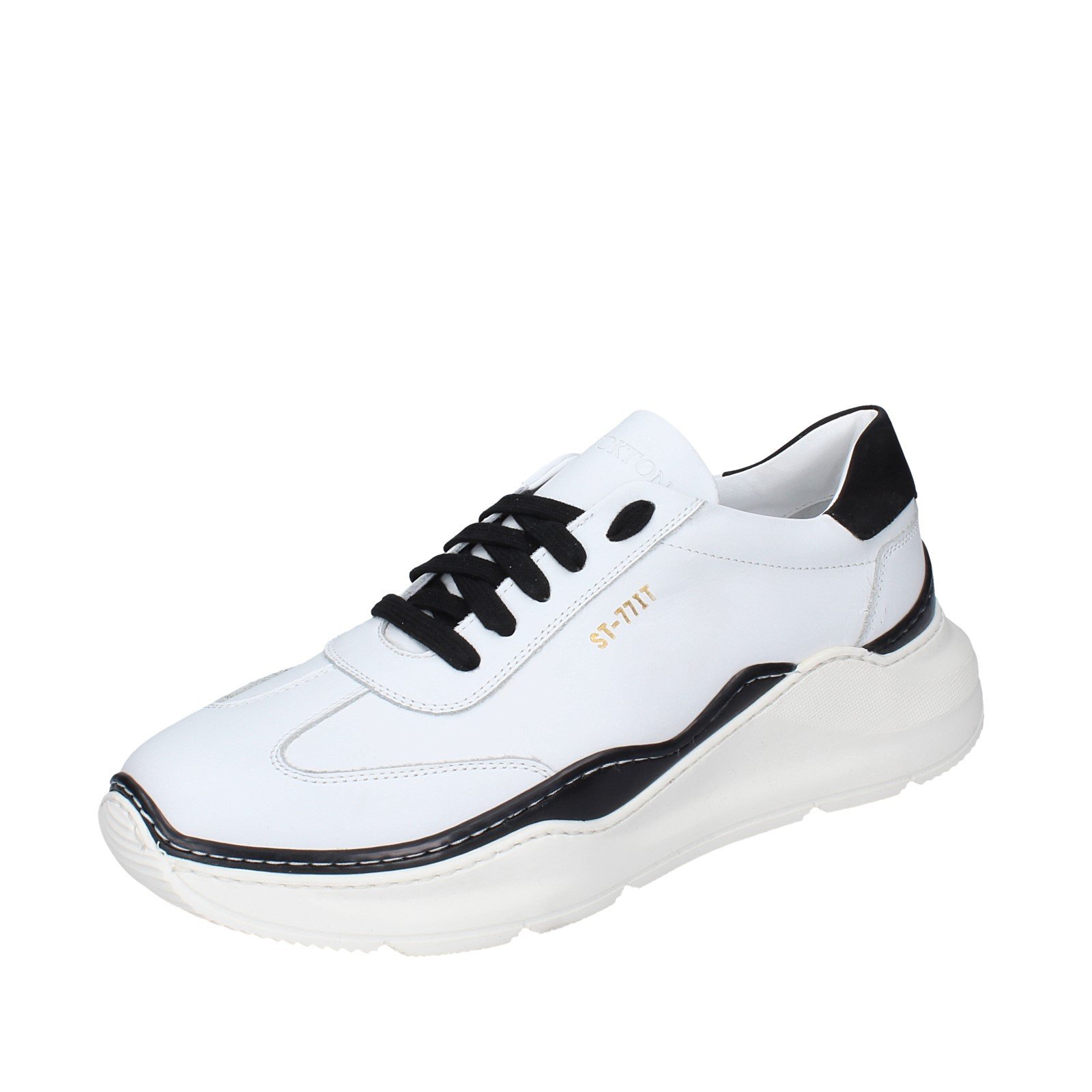кроссовки scarpe uomo STOKTON bianco pelle nero EX25 15490₽