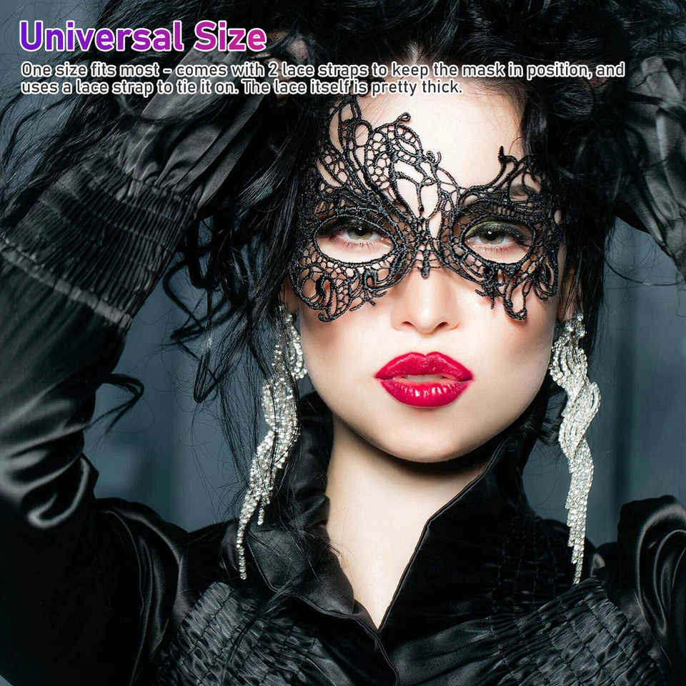Sexy Women Black Lace Eye Face Mask Masquerade Party Ball Prom Halloween Costume - Image 2 of 4