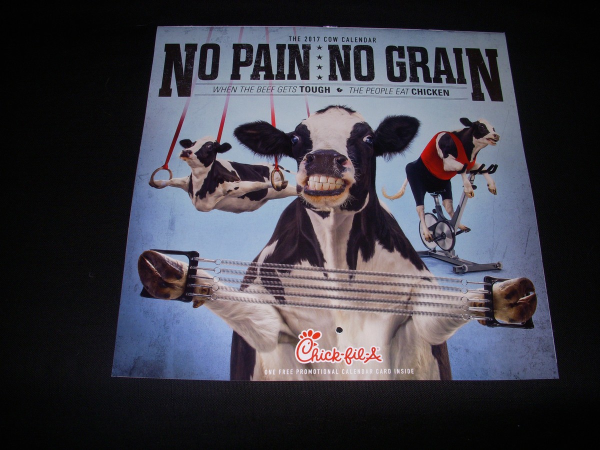 new-2017-chick-fil-a-cow-calendar-only-no-pain-no-grain-without-digital-card-ebay