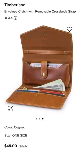 Timberland Portafoglio Telefono Pelle/Tracolla Cognac, 7,5x4,5", Nuovo con Piccoli Difetti - Foto 3 di 13