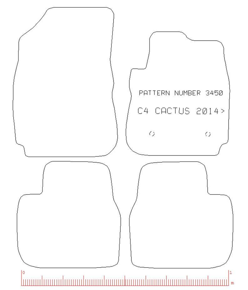 Car Mats for Citroen C4 Cactus 2014 on Tailored Black Rubber White Trim