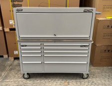 CRYTEC Pro Cab 55in Grey Stainless Steel Drawer Bench Tool Box Chest Hutch Full