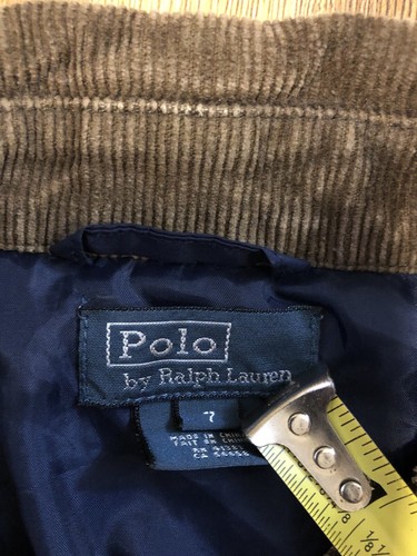 Vintage Polo Ralph Lauren Boys Quilted Jacket Size 7 Corduroy Collar Trip Blue - Picture 6 of 21