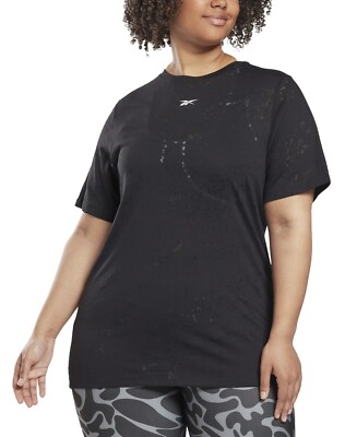 Reebok Plus Size Burnout Training T-Shirt, Black, 2X