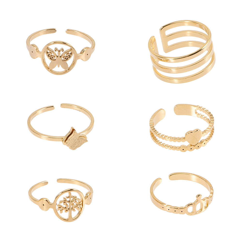 6 Pcs Fashion Women Rings Party Decors. Adjustable for Miss