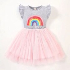 NEW Sequin Rainbow Girls Sleeveless Tutu Dress