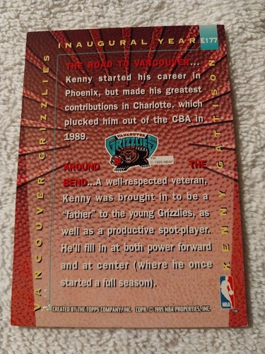 1995 KENNY GATTISON TSC TOPPS STADIUM CLUB EXPANSION CARD #E177 GRIZZLIES HORNET - Picture 2 of 2