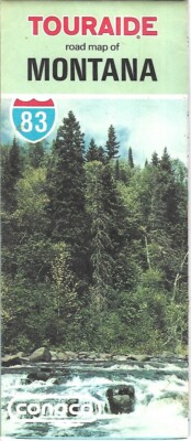 1983 CONOCO OIL Gas Station Road Map MONTANA Butte Billings Great Falls Glacier