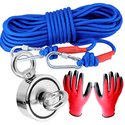 Neodym Magnet 300KG Stark Bergemagnet zum Magnetfischen Mit 20m Seil Starter Set