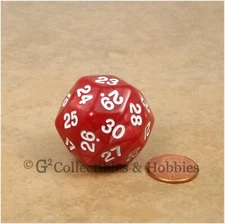 NEW Pearlized Red D30 30 Sided D&D RPG Gaming 30mm 1 1/4 inches Dice Koplow