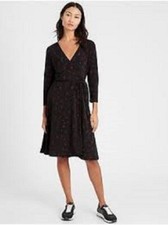 Banana Republic Black Floral Wrinkle Resistant Wrap Dress #656829 NWT S Small