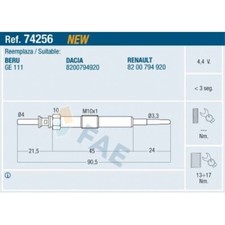1x Glühkerze FAE 74256 passend für RENAULT SUZUKI DACIA