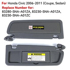 Atlas Gray Sun Visor Dark Gray Pair For 2006-2011 Honda Civic Left Right