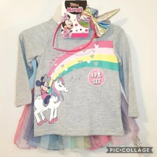 Minnie Mouse 12M Toddler 4Pc Unicorn Top Leggings Tutu Skirt Headband