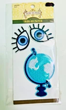 BNWT SEW-OLOGY HOBBY LOBBY EYES ON THE GLOBE EMBROIDERED IRON-ON PATCH APPLIQUE