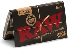 1 Pk Raw Classic Black Single Wide Double Feed Ultra Thin Rolling Papers - 3219
