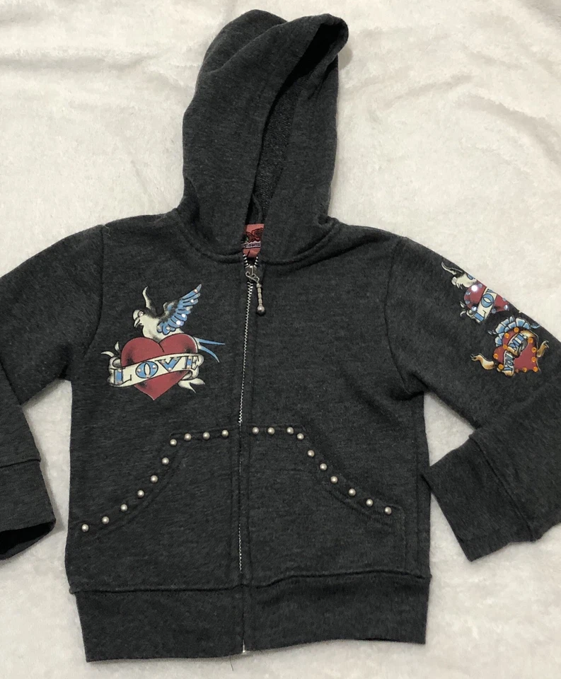 $146 FLOWERS BY ZOE NIÑAS EMBELLECIDO CORAZÓN AMOR SUDADERA CON CAPUCHA/JUEGO CORTO TALLA 2T Foto 2 de 4