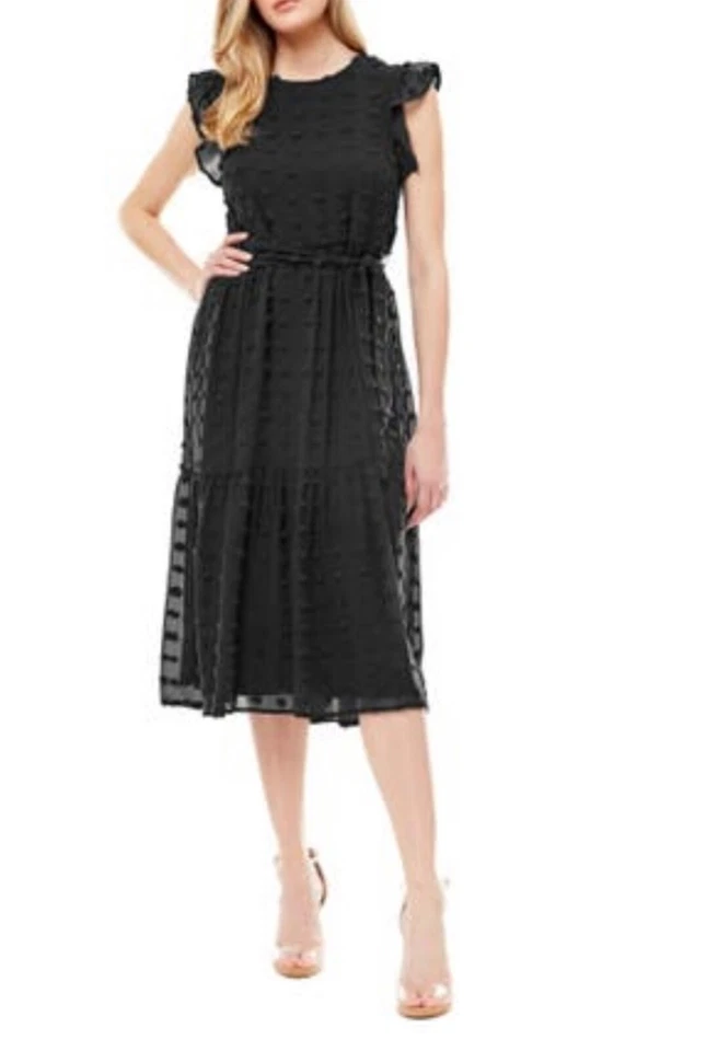 Love by Design MIDI Maxi Tiered Dot Dress Babydoll Ruffle Top Black Nordstrom M - Image 2 of 4