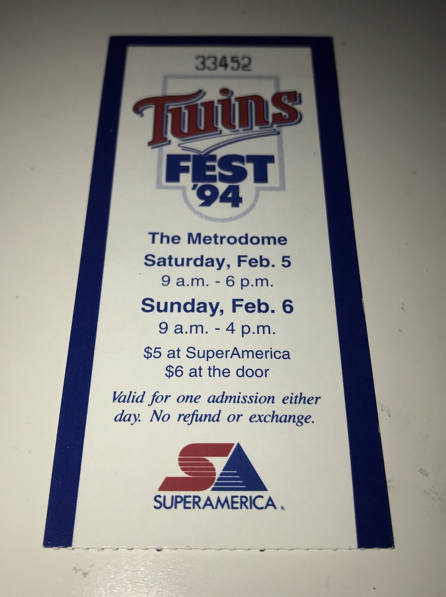 1994 Metrodome Minnesota Twins Fest Twinsfest Ticket Stub
