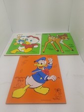 3 VINTAGE PLAYSKOOL Wood Puzzles Disney DONALD 190-02 Huey , Bambi
