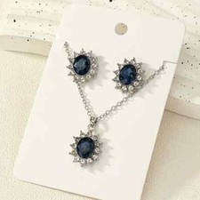 New Jewelry Set Trendy Sunflower Design Inlaid Gemstone Earrings and Necklace