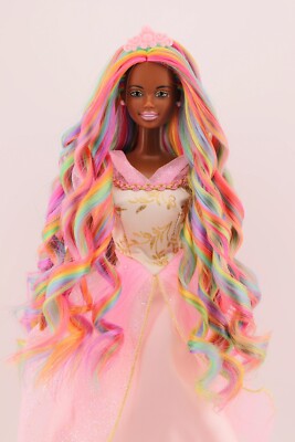 Pastel Rainbow Hair Barbie Reroot on Christie Face Custom Barbie