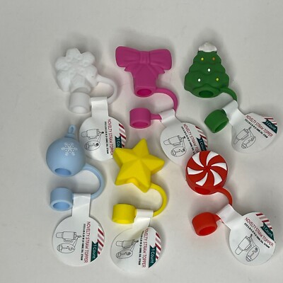 Silicone Straw Cover Toppers Target Set of 6 Christmas Stanley Accessories New