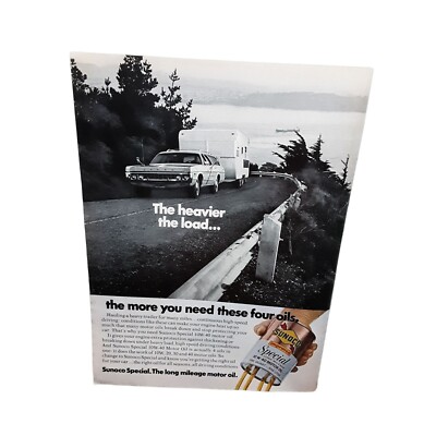 Vintage 1972 Sunoco Special Oil Simoniz Wax Original Ad epherma