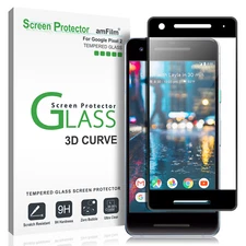 amFilm Google Pixel 2 Premium Full Cover Tempered Glass Screen Protector (Black)